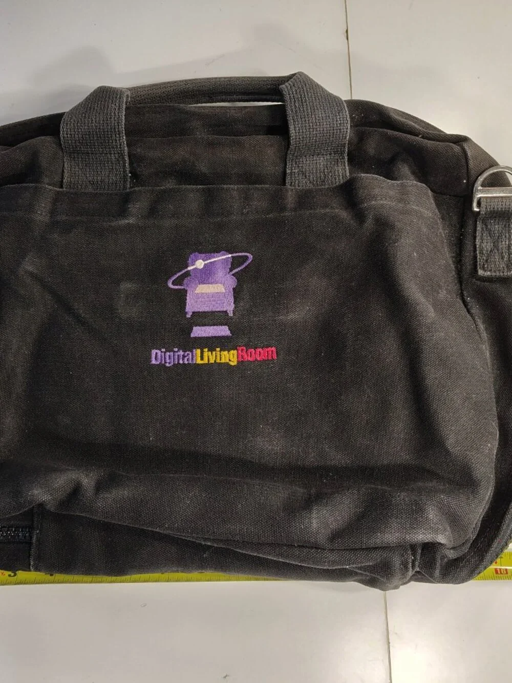 Unisex Rare Vintage 90's Black Medium Sized Land's End Cotton Canvas Laptop Bag